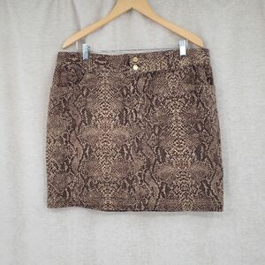 Chaps Snakeskin Print Short Length Mini Skirt Women's Plus Size 16